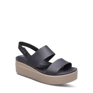 CROCS BROOKLYN LOW WEDGE WATERPROOF ADJUSTABLE SANDALS IN BLACK/BROWN 8